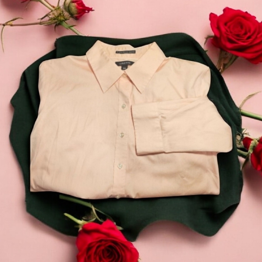 NWOT Lands End Plus Size Women's No Iron Button Front Shirt Coral Color--18w
